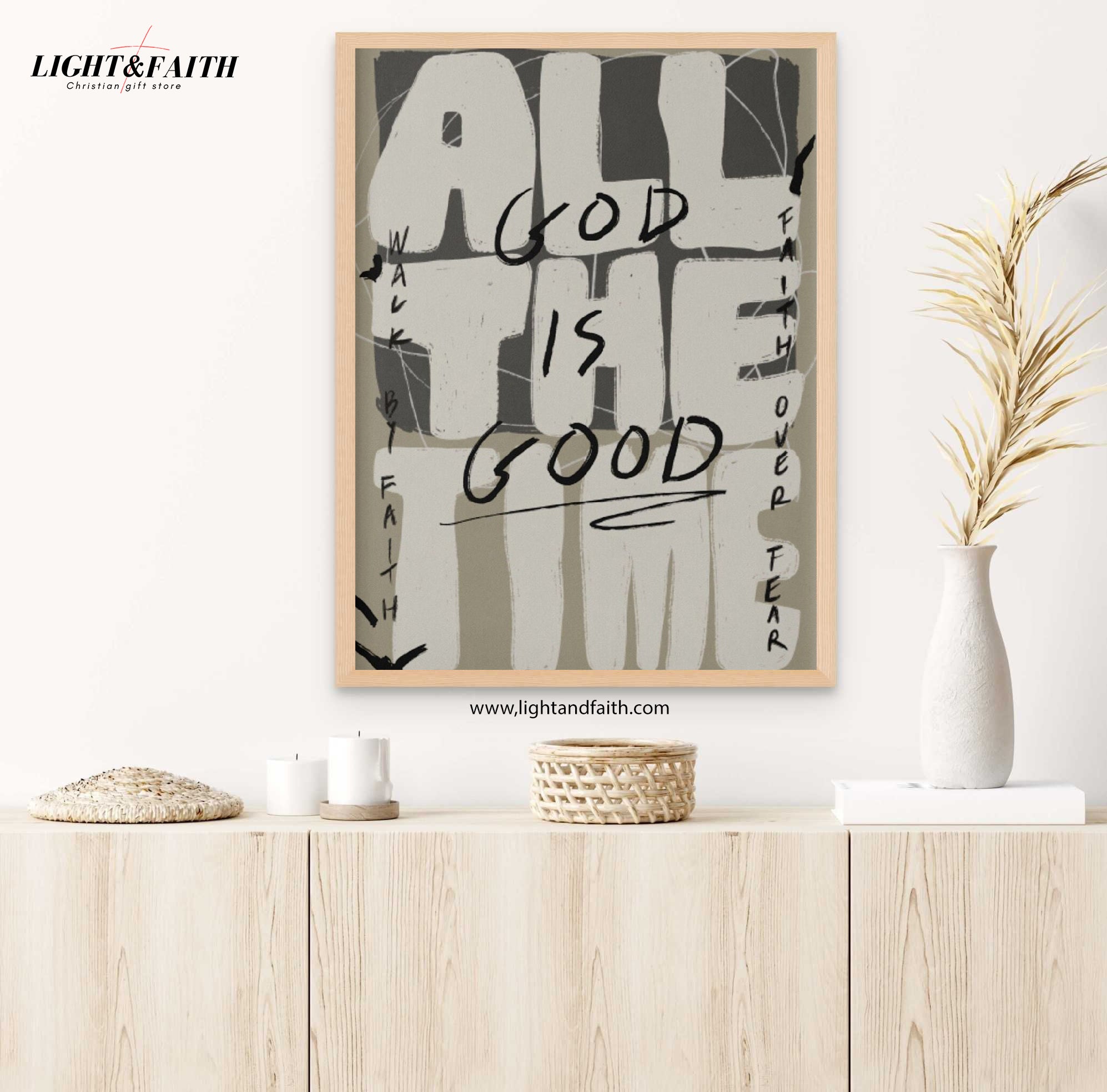 God Is Good All The Time Aesthetic Christian Poster, Modern Christian Poster, Neutral Trendy Christian Poster, Retro Christian Quote Poster